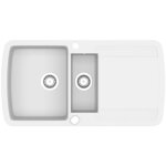 Maison chic - vier de cuisine evier 1 bac �vier � poser granit double lavabo - blanc