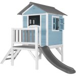 Maison enfant beach lodge xl en bleu avec toboggan en gris maison de jeux en bois ffc pour les enfants ...