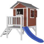 Maison enfant beach lodge xl en rouge avec toboggan bleu maison de jeux en bois ffc pour les enfants ...