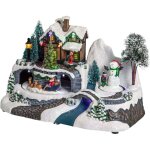 Maison de nol lumineuse avec pre nol et bonhomme de neige, dcoration festive 24x15cm avec clairage ...