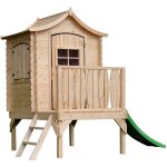 Maisonnette en bois avec toboggan - maison de jeux pour l'ext�rieur 112x146xh212cm / 1. 1m2 - maison ...