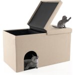 Costway - maison de toilette pour chat 2 en 1, banc pour chaussures avec toilettes caches pour chats, ...
