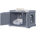 Maison de toilette pour chat, meuble cache litire pour chat, 2 portes, 1 cloison amovible, 7 trous d'aration ...