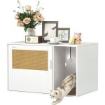 Maison de toilette chat meuble liti�re pour chat tapis griffoir porte avec poign�es style boh�me 80 x ...
