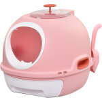 Pawhut - maison de toilette portable pour chat tiroir  litire coulissant porte battante lucarne + pelle ...