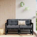 Maisonchic - lot de 2 canap�s d'angle de jardin, salon de jardin, banquette de jardin noir bois de pin ...