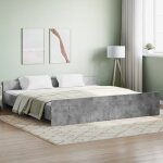 Maisonchic - lit adulte - 180 x 200 cm, cadre de lit t�te de lit et pied de lit gris b�ton 180x200 cm ...