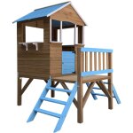 Maisonnette en bois pour enfants robincool blue melody 198x170x197 cm 3, 23 m� avec 2 hauteurs, porche, ...