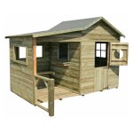 Cabane en bois trait avec prau et banc hacienda