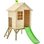 Maisonnette cabane sur pilotis en bois fsc� avec toboggan vert pomme sunnyside