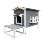 Wiltec maisonnette pour chat ? 580 x 736 x 1049 mm ? en bois résistant ? avec pavillon, terrasse, entrée, ... Wiltec maisonnette pour chat ? 580 x 736 x 1049 mm ? en bois résistant ? avec pavillon, terrasse, entrée, ...