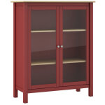 Maks - vitrine basse 2 portes en pin massif bordeaux