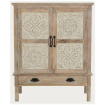 Uniqka - mala - buffet haut 2 portes en bois de manguier massif sculpt� 85 cm