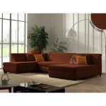 Lisa design - malcom - canap panoramique d'angle gauche - en velours ctel - rouille