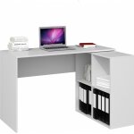 Malox - bureau informatique d'angle 2en1 - bibliothque meuble de rangement 4 niches - table ordinateur ...