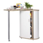 Table mange - debout pivotante ch�ne blanc ? dimensions 104, 8 x 105, 1 x 44 cm ? 3 niches de rangement ...