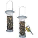 Mangeoire  oiseaux en lot de 2, pour cacahutes et graines,  suspendre, h x l : 33 x 10 cm, argent ...