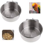 Mangeoire pour les oiseaux en acier inoxydable bol d'alimentation fixe en acier inoxydable gamelle cage ...