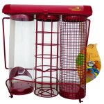 Mangeoire trio grenat. 20 x 9 x hauteur 22. 5 cm . pour oiseaux - animallparadise