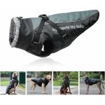 Manteau pour chien rversible rflchissant en peluche avec harnais dtachable et col en fourrure repli ...