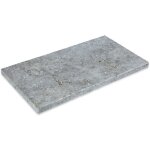 Ro'ma nature - margelle de piscine travertin 1er choix - 61x33x3 cm - bord droit - gris silver
