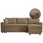 Maria - canap� d'angle r�versible, convertible en velours c�tel� avec coffre - taupe