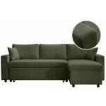 Maria - canap� d'angle r�versible, convertible en velours c�tel� avec coffre - vert fonc�