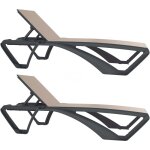 Resol - marina club chaise longue ext�rieur set 2 structure gris fonc� - textil�ne beige