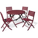 Marius - ensemble repas de jardin 4 places en aluminium rouge carmin - city garden