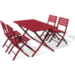 Marius - ensemble repas de jardin 4 places en aluminium rouge carmin - city garden Marius - ensemble repas de jardin 4 places en aluminium rouge carmin - city garden