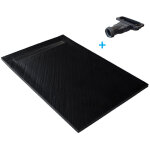 Marmox - receveur de douche caniveau en pierre naturelle graphite noir + natte tanche + siphon ultra ...