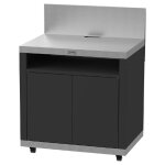 Le marquier - desserte cuisine duo inox et acier noir