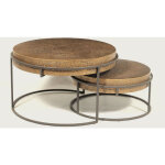 Uniqka - marrakech - table basse ronde gigogne en m�tal dor�