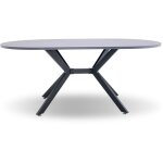 Marui - table � manger ovale en bois et m�tal avec pied central ashi 180x100 cm - gris effet bois