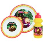 Masha et michka lot de 3 pieces (assiette, bol et gourde)