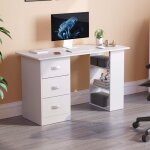 Mason bureau informatique avec 3 tiroirs et 3 �tag�res meuble de rangement table pc h 72 x l 120 x p ...