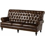 Massivmoebel24 - canap� 3 places en cuir v�ritable marron chesterfield 107