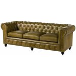 Massivmoebel24 - canap 3 places en cuir vritable vert chesterfield 303