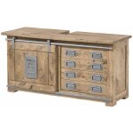 Massivmoebel24 - meuble de salle de bain 120x40 manguier laqu� whitewash railway 377