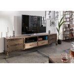 Massivmoebel24 - meuble tv 220x40 manguier laqu brun heavy industry 232