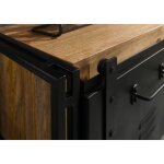 Massivmoebel24 - meuble tv en bois de manguier 220x45x55 laqué naturel clair / métal noir blackburn 112 ... Massivmoebel24 - meuble tv en bois de manguier 220x45x55 laqué naturel clair / métal noir blackburn 112 ...