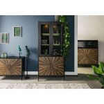 Vitrine en bois de manguier et de bois de palissandre laqu� noir et brun sun102