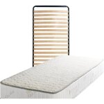 Ensemble matelas 120x190 avec sommier 23 cm - demont pieds offerts - face hiver laine - soutien ferme ...