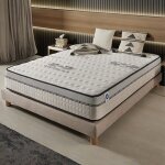 Matelas 160x200 cm - visco - carbone - matelas ressorts ensach�s hybrid, mousse m�moire hr, blue latex, ...
