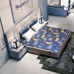 Matelas bleu avec motifs déhoussable 140 x 190 cm Matelas bleu avec motifs déhoussable 140 x 190 cm
