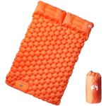 Matelas de camping autogonflant et oreillers 2 personnes orange vidaxl