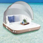 Costway matelas gonflable lounge / salon de piscine flottant 180x180x160cm charge 200kg avec accoudoir ...