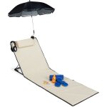 Relaxdays - matelas de plage, litire de plage rembourr xxl avec un parasol, rglable, poche, portable, ...