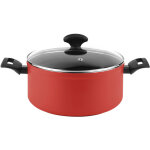 Maxima casserole induction 20cm aluminium forg, antiadhsif sans pfoa, couvercle verre rouge - fagor ...