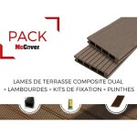 Pack 1 m lame de terrasse composite dual accessoires (4 coloris) 2400mm - coloris - beige clair, epaisseur ...